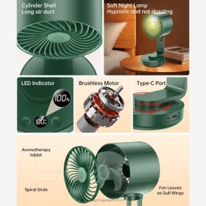 Awei F34 Strong Wind Air Circulation Wide Angle Night Lamp Fan - Image 4
